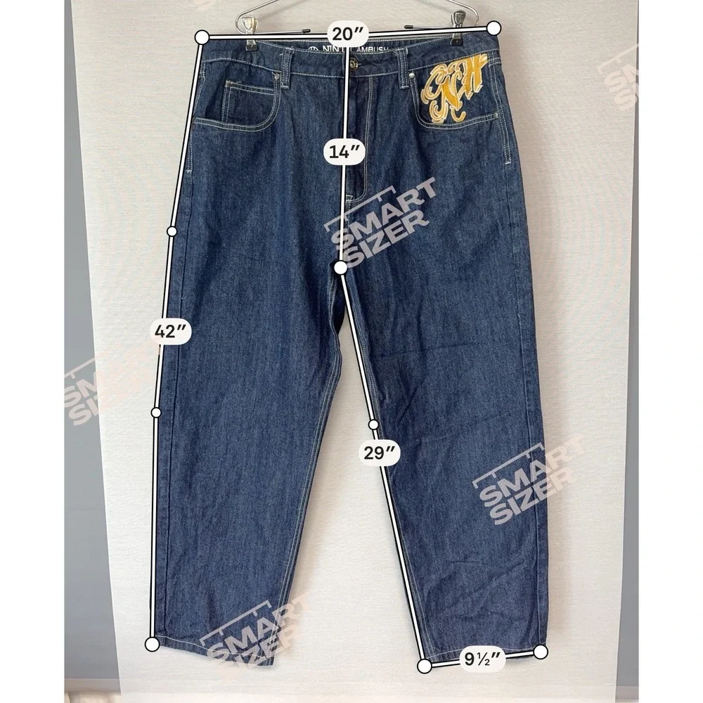 NINTH HALL AMBUSH Jeans Mens Size 38 Dragon Embroidered Baggy Wide Leg